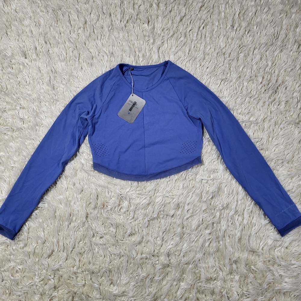 Gymshark x Whitney Simmons Long Sleeve Crop Top Beautiful Blue Size Medium - Picture 1 of 14